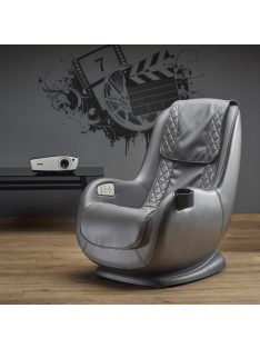   Dopio Relax fotel Sötét szürke - Szürke ECO műbőr - masszázs funkcióval