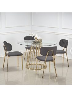 Liverpool Kerek Üveg Étkezőasztal Áttetsző - Arany