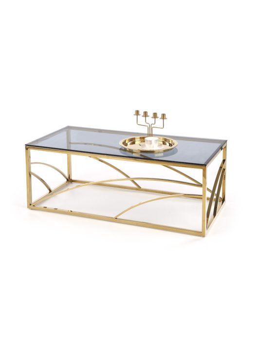 Universe téglalap alakú üveg dohányzóasztal Füstös - Arany