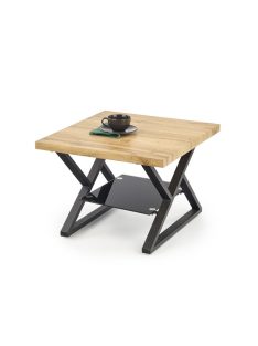   Xena négyzet alakú üveg dohányzóasztal Natúr Tölgy - Fekete