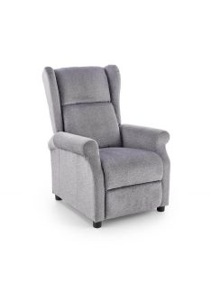 Agustin fotel szürke szövet kárpitozással, állítható háttámlával és lábtartóval