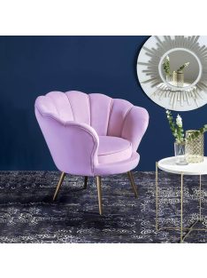 Amorino fotel lila szövet kárpitozással, arany lábakkal