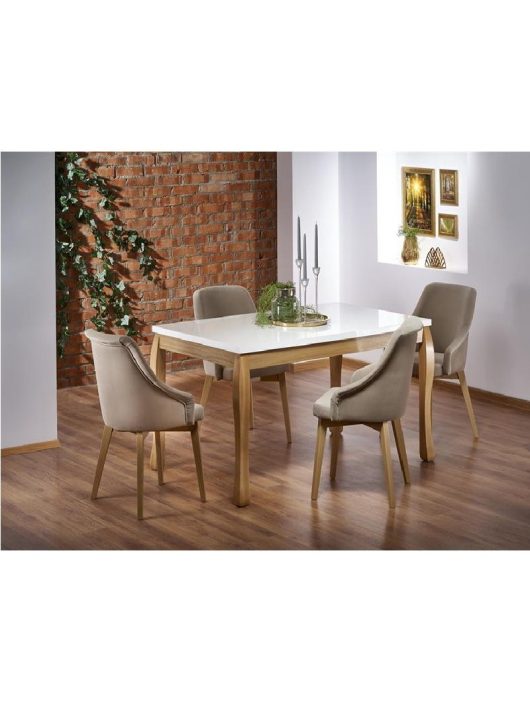 Donovan Kihúzható Étkezőasztal fehér/tölgy 140-210x90x76cm - Fa étkezőasztalok webáruház