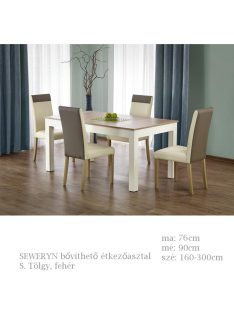 Seweryn bővíthető étkezőasztal Sonoma Tölgy fehér színben