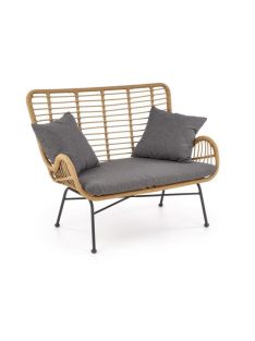 Ikaro rattan kerti kanapé Natúr - Szürke