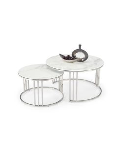 Mercury 2 üveg dohányzóasztal szett márvány