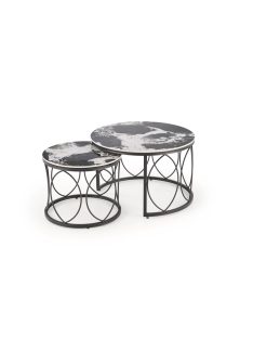 Alexandra dohányzóasztal szett fekete márvány - fekete