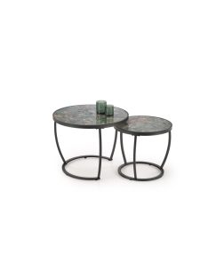 Ines dohányzóasztal szett fekete-zöld márvány