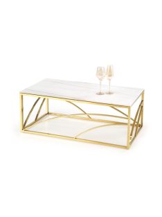   Universe 3 téglalap alakú üveg dohányzóasztal Fehér Márvány - Arany