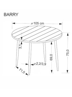 Barry kerek étkezőasztal dió / fekete
