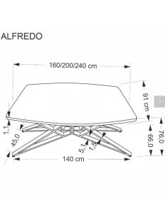 Alfredo bővíthető étkezőasztal fehér 160-240cm