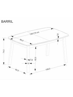 Barril bővíthető étkezőasztal 130-170 cm