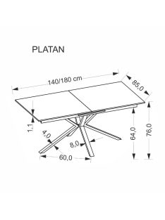 Platan bővíthető étkezőasztal fehér 140-180cm