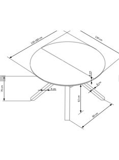 Vertigo étkezőasztal fehér 130-180cm