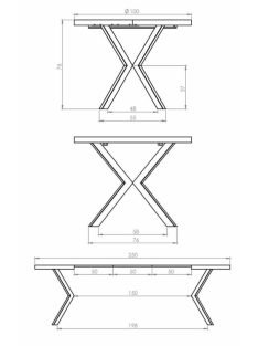 Peroni bővíthető étkezőasztal dió / fekete 100-250 cm