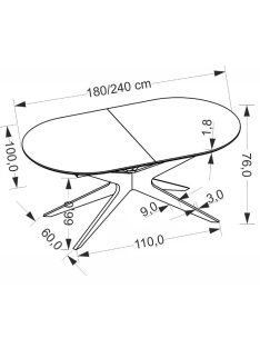 Sandro bővíthető étkezőasztal fekete 180-240cm
